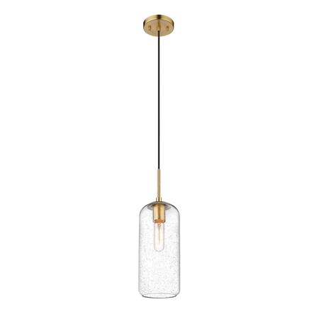 Z-Lite Monty 1 Light Pendant, Heritage Brass And Seedy 738P17-HBR